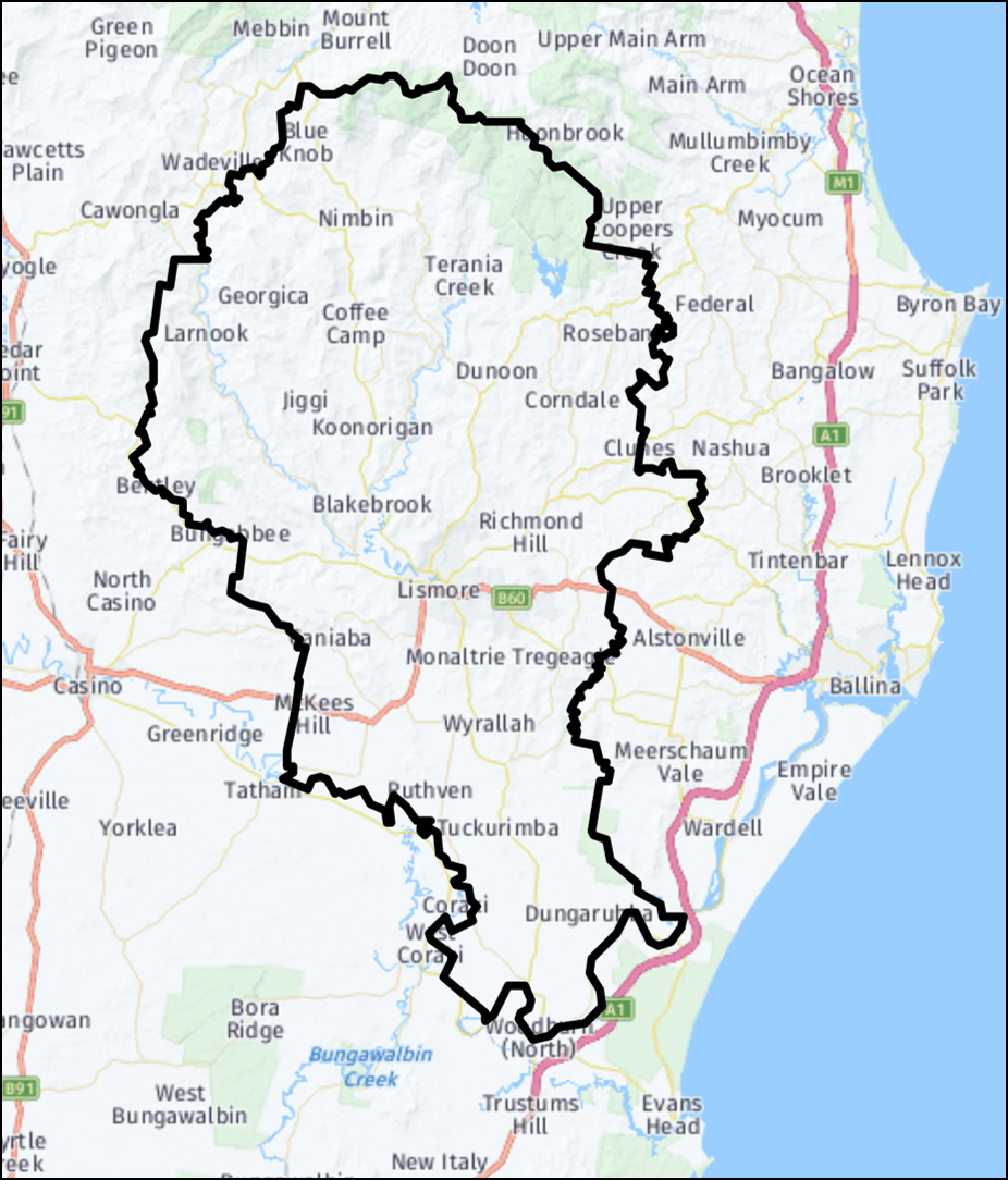 Lismore City Council Local Government Area Map